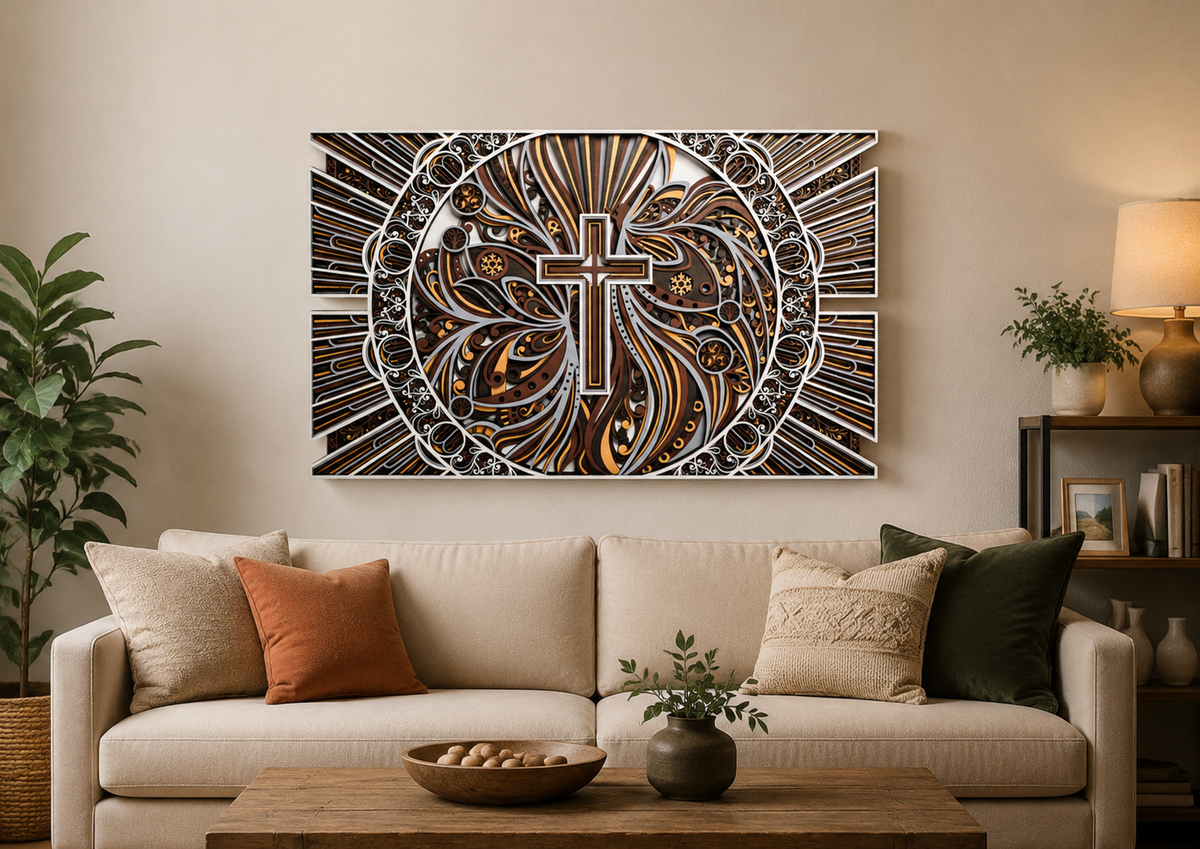 9-Layer Premium 3D Cross Wall Art