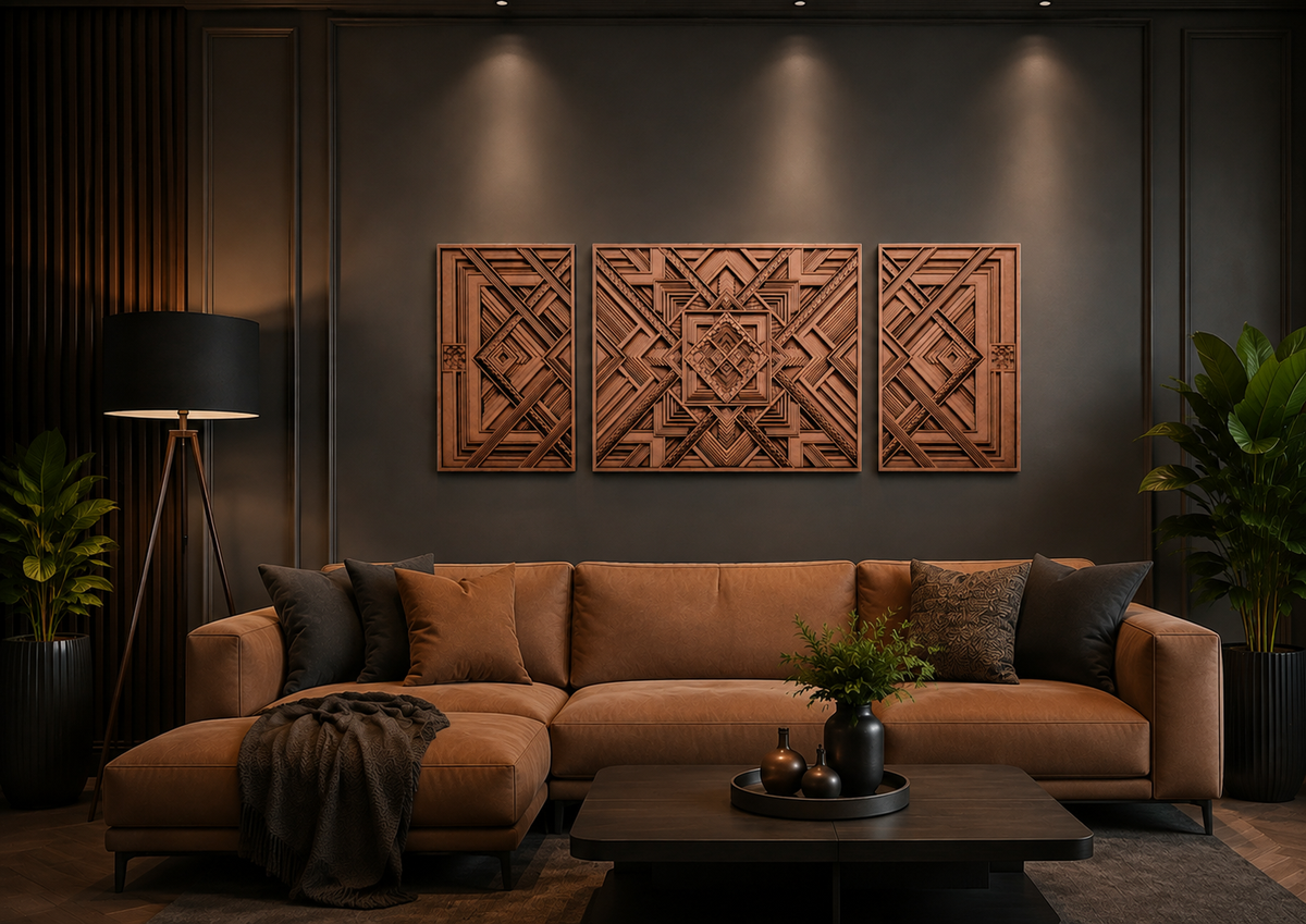 9-Layer Premium 3D Geometric 3-Piece Wall Art