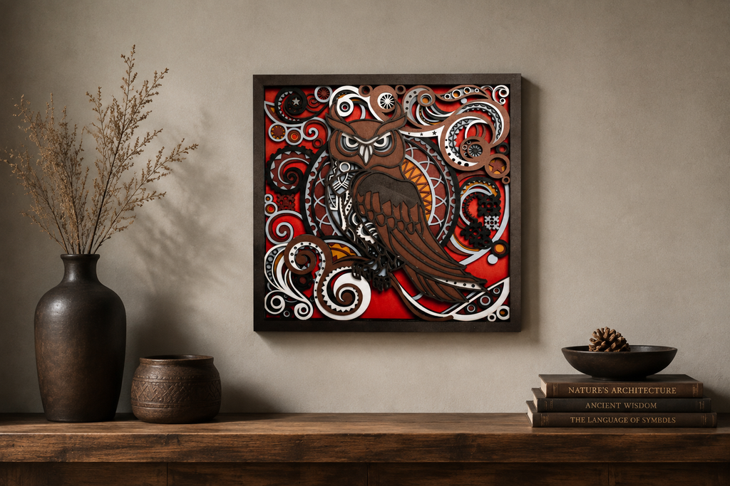 8-Layer Premium 3D Owl Wall Art