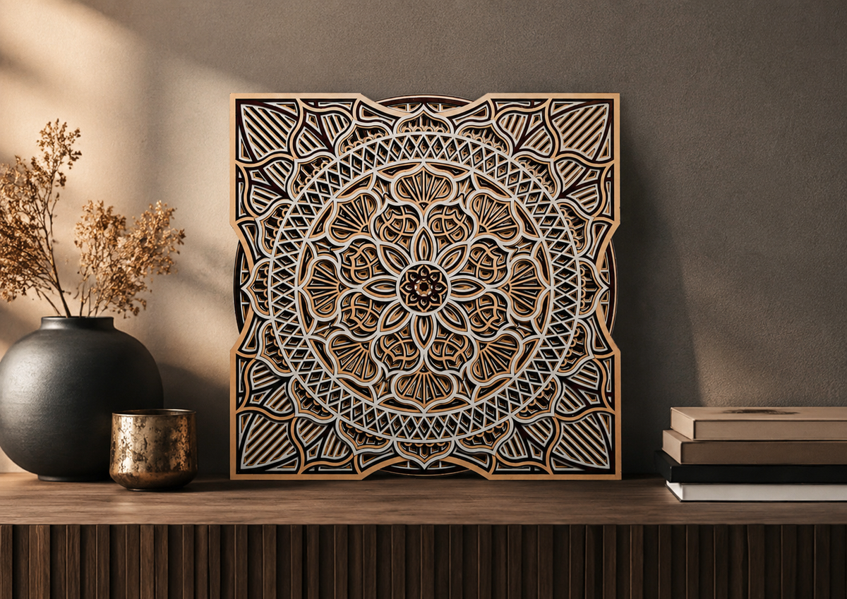 6-Layer Premium 3D Square Floral Wall Art