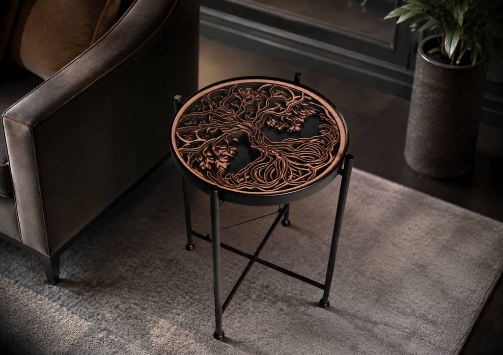 Round Coffee Table – 6-Layer Tree of Life Design – Premium Décor