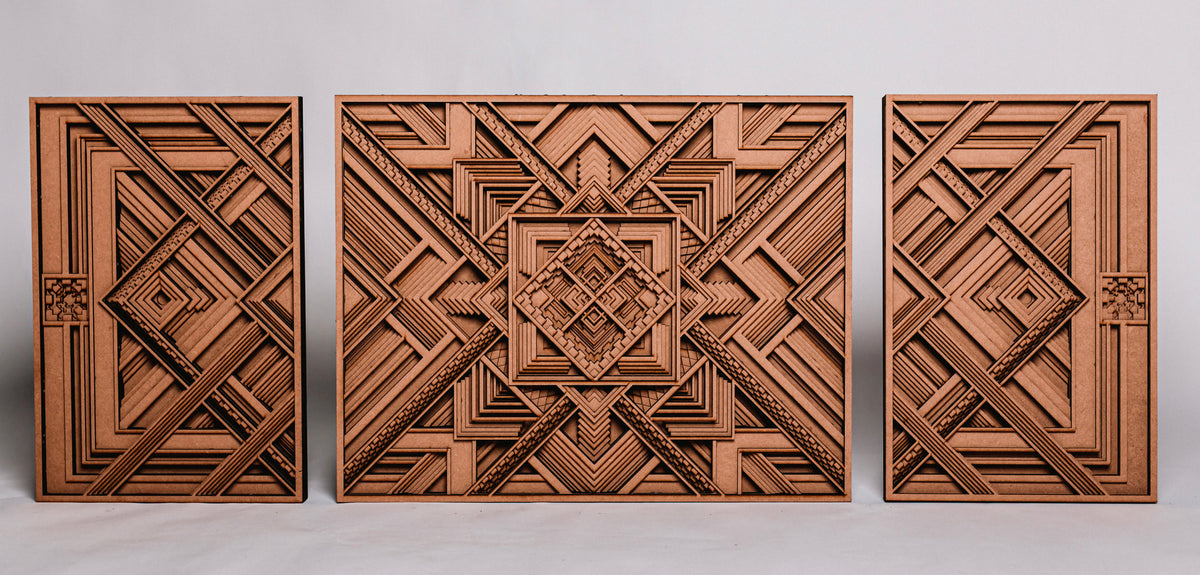 9-Layer Premium 3D Geometric 3-Piece Wall Art