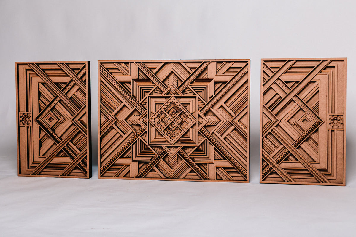 9-Layer Premium 3D Geometric 3-Piece Wall Art