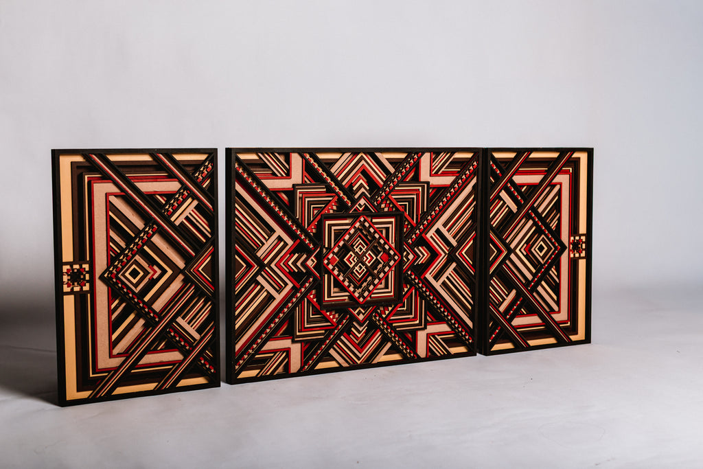 9-Layer Premium 3D Geometric 3-Piece Wall Art