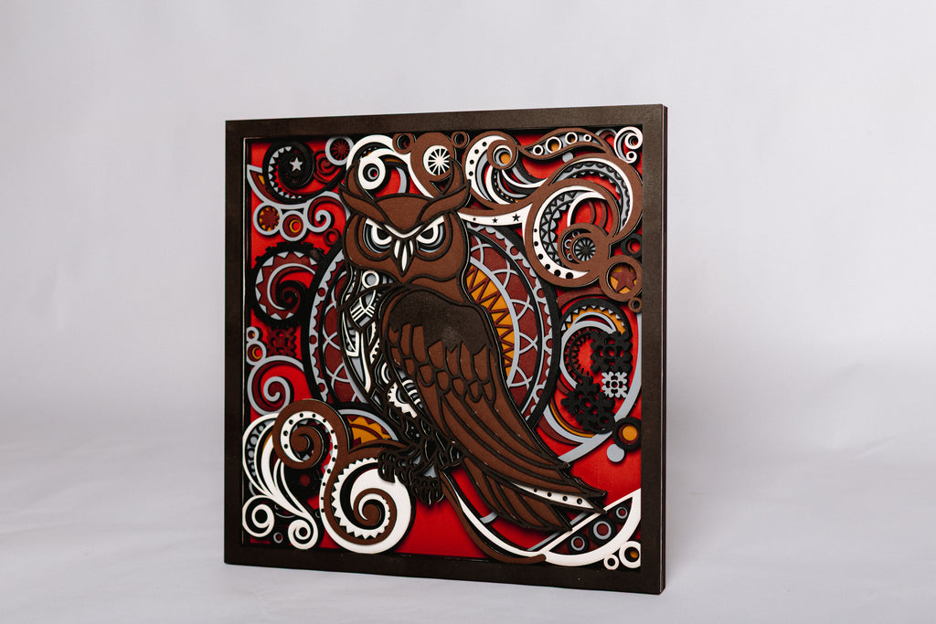 8-Layer Premium 3D Owl Wall Art