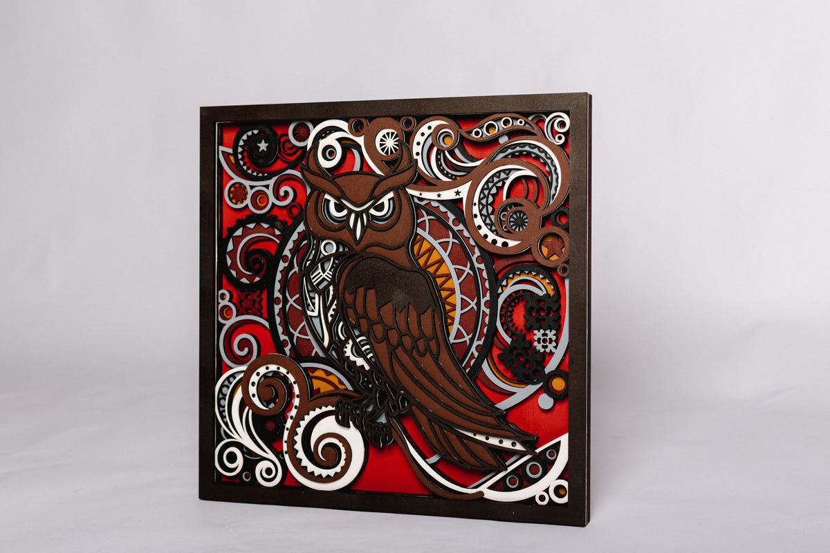 8-Layer Premium 3D Owl Wall Art