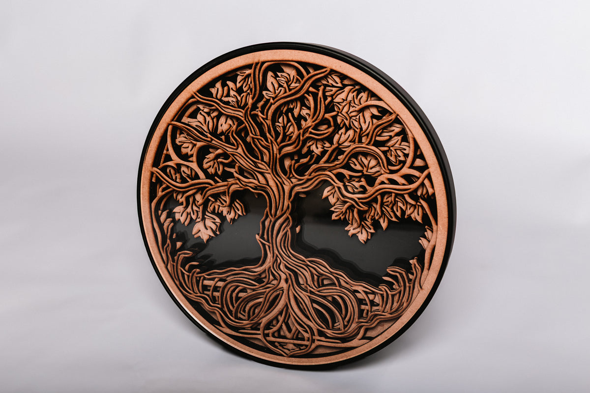 Round Coffee Table – 6-Layer Tree of Life Design – Premium Décor