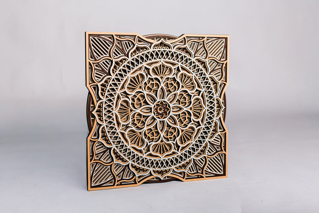 6-Layer Premium 3D Square Floral Wall Art