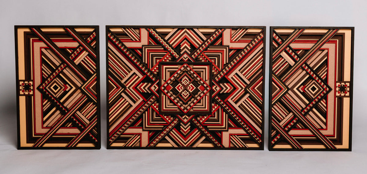 9-Layer Premium 3D Geometric 3-Piece Wall Art