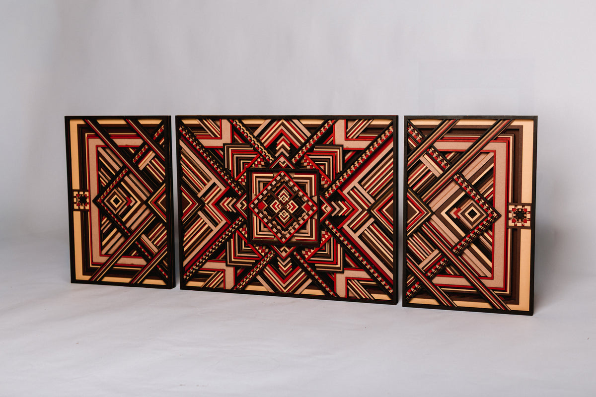 9-Layer Premium 3D Geometric 3-Piece Wall Art