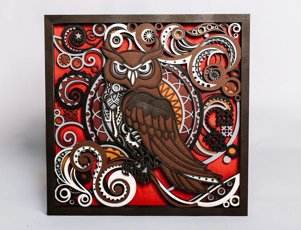 8-Layer Premium 3D Owl Wall Art