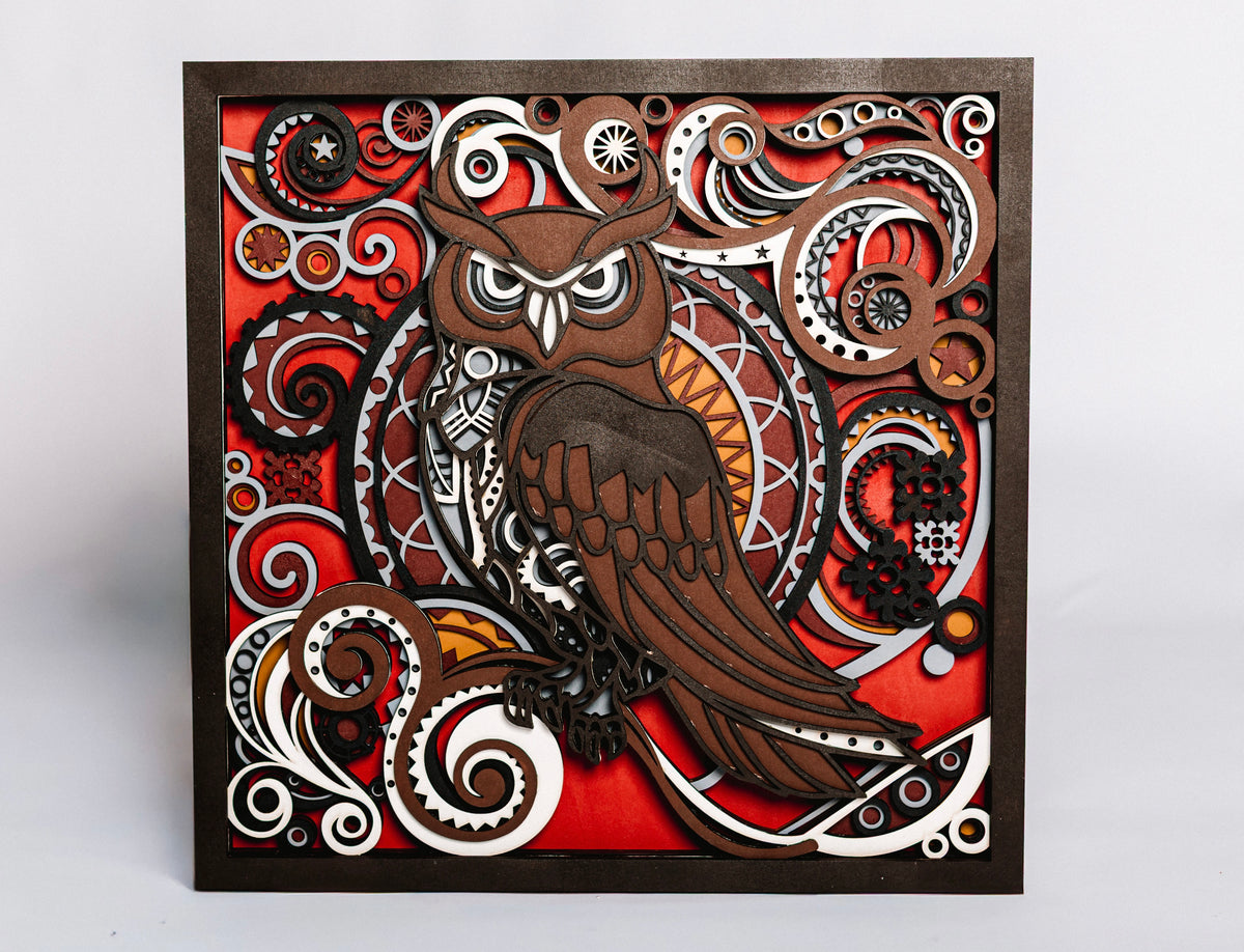 8-Layer Premium 3D Owl Wall Art