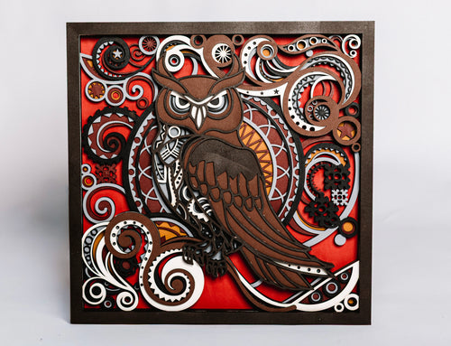 8-Layer Premium 3D Owl Wall Art