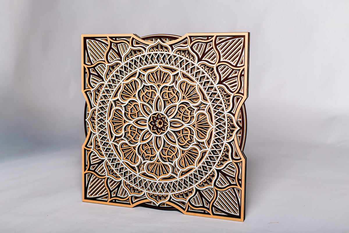 6-Layer Premium 3D Square Floral Wall Art