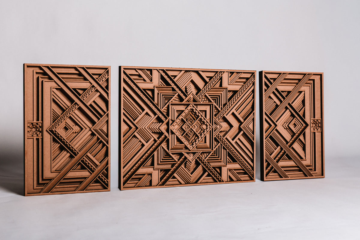 9-Layer Premium 3D Geometric 3-Piece Wall Art