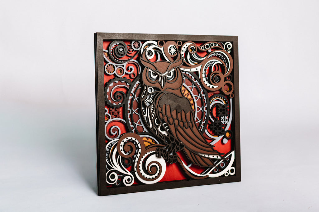 8-Layer Premium 3D Owl Wall Art